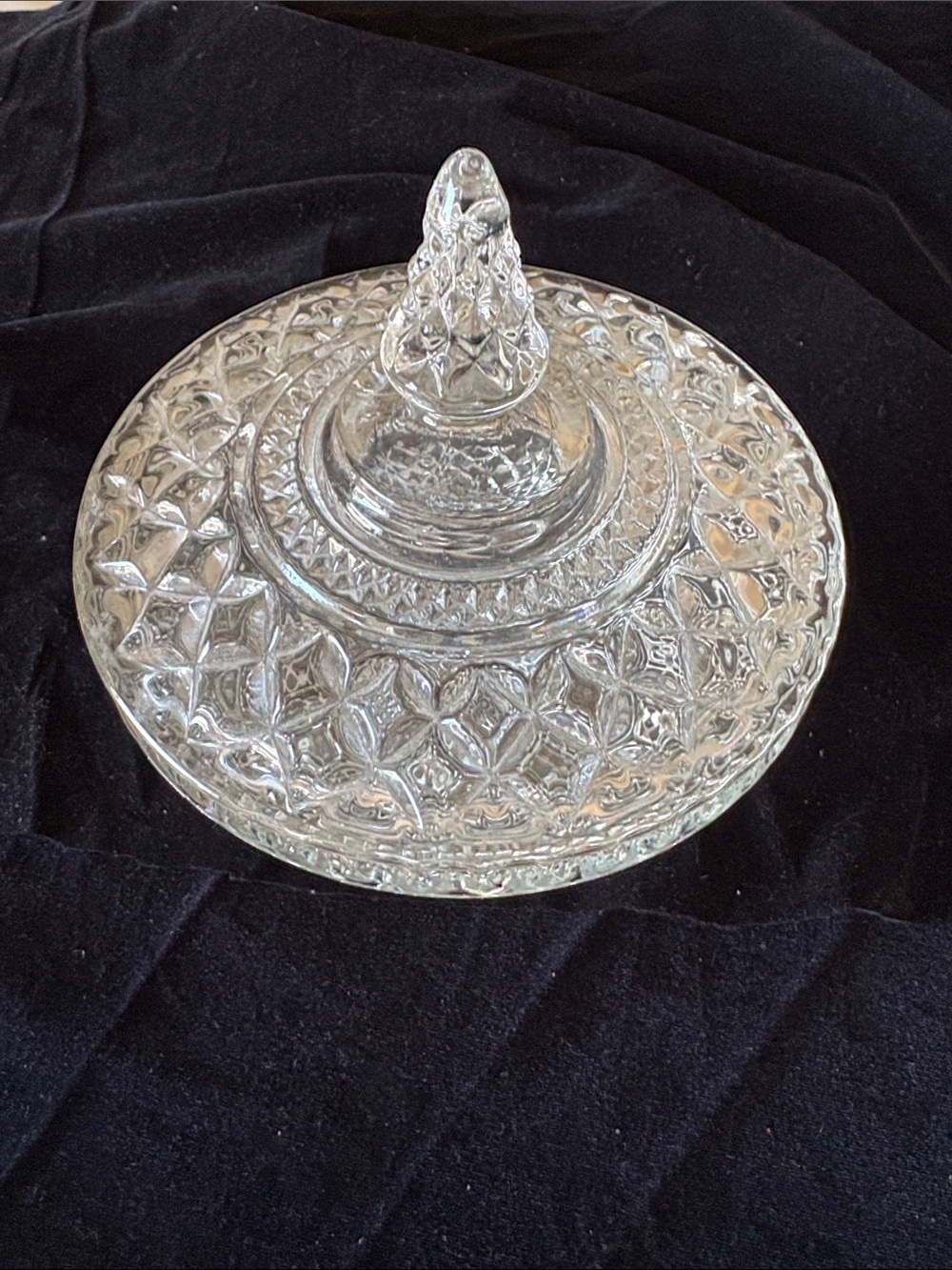 Clear Pressed Glass Covered Candy Dish4”x7”